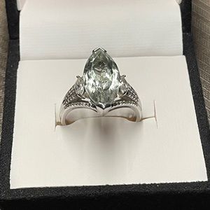 Prasiolite, Rhodium/Sterling Silver Ring
